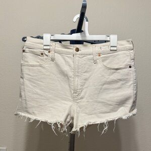Madewell Cream Frayed Jean Shorts